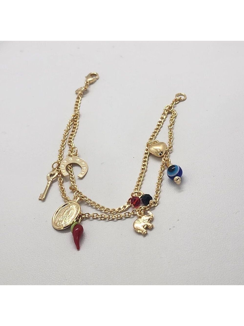 Brand New Brazilian 18k Gold Filled Multi Charms Bracelet
